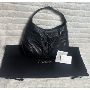 Cartier Black Panther Medium Leather Shoulder Bag